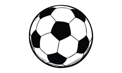 Obraz premium Classic black and white soccer ball illustration. Vector retro hand drawn illustration