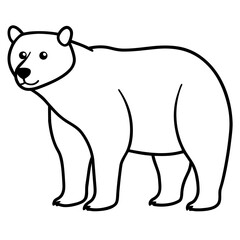 Bear Standing Line Art Vector Minimalist Wildlife Illustration