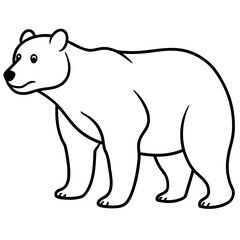 Bear Standing Line Art Vector Minimalist Wildlife Illustration