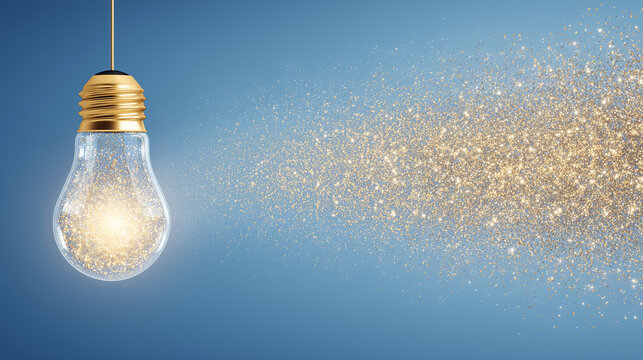 light bulb on blue background