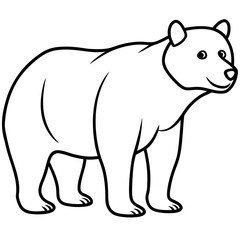 Bear Standing Line Art Vector Minimalist Wildlife Illustration