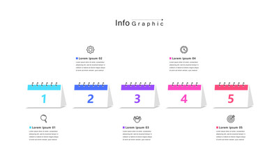 Business timeline infographic calendar. with icons and 5 steps. Business Milestone. Vector illustration