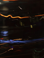 Abstract Blue and Orange Light Streaks light trails