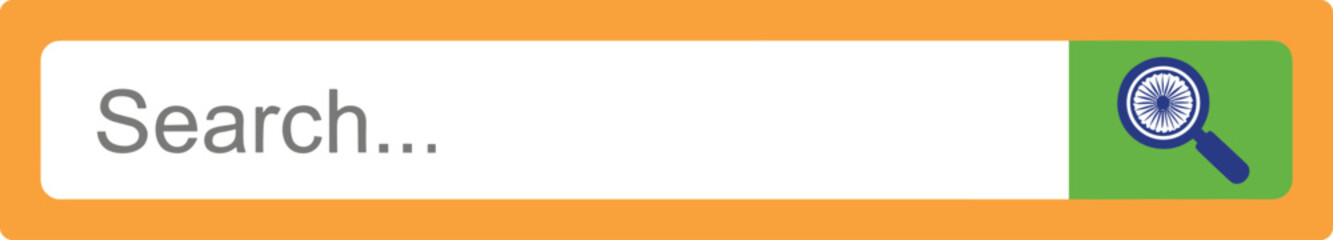Obraz premium Search bar with magnifying glass and Indian flag symbol