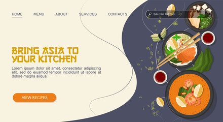 Bring Asia To Your Kitchen landing web page with asian food