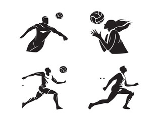 Volleyball Icon in Elegant Silhouette Vector for Sports Themes