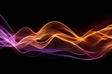 A photograph of sound waves in the air, with one wave going up and to the right and another coming down from the left on a dark background. 