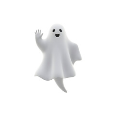 Floating White Ghost Character Cartoon Isolated Perect for Fun Halloween Party Decoration Themes
