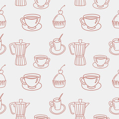 seamless pattern with coffee cups
