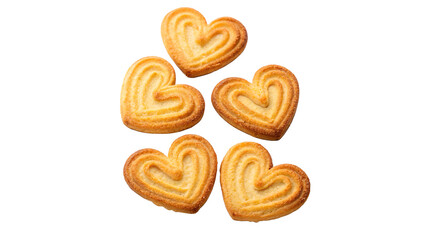 Heart-shaped cookies arranged  for a sweet celebration or gift On a transparent background