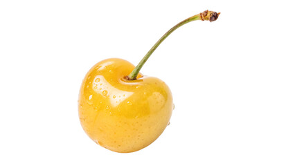 Unique yellow cherry with distinctive shape displayed showcasing its smooth texture and fresh...