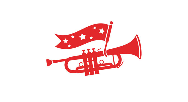 Red Trumpet with Patriotic Flag Design. - Powered by Adobe
