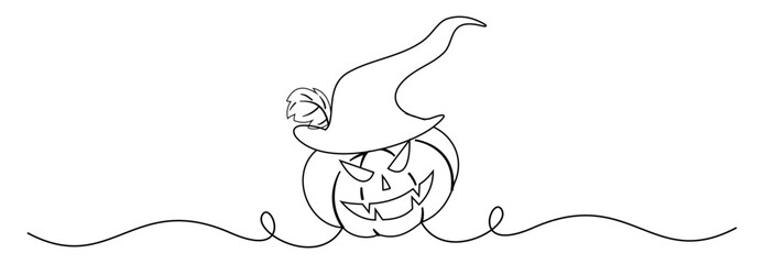line art of pumpkins and halloween hats