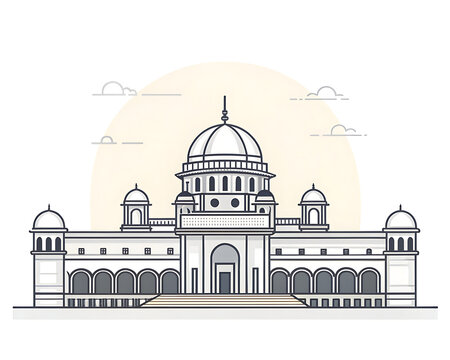 Rashtrapati Bhavan  in minimal illustration style