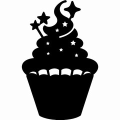 Black Cupcake Silhouette Vector Design