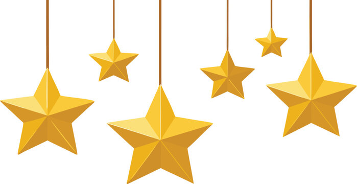 Golden stars vector design for christmas decoration. Gold star icon