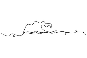 Continuous one line drawing of ocean wave minimal sea outline vector illustration
