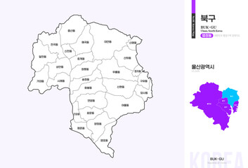 울산광역시 북구 법정동 윤곽선 지도
