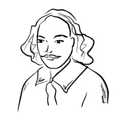 Portrait of vintage poet in classic clothing. Vector quickly sketch line art style. Ideal for book romance projects, literature designs, stationery, posters, prints, decor, covers, invitations, cards.