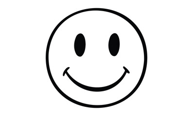 Simple smiley face illustration with bold black lines. Vector retro hand drawn illustration