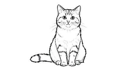 Obraz premium Hand-drawn cat illustration: detailed black and white feline portrait. Vector retro hand drawn illustration