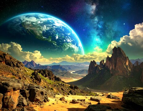 Cosmic landscape, alien planet