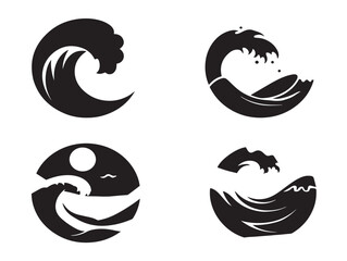 Ocean Wave Icon in Strong Silhouette Vector Illustration Style