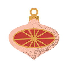 Christmas vintage pink ball. Vector geometric illustration of traditional festive hanging decoration for Christmas tree