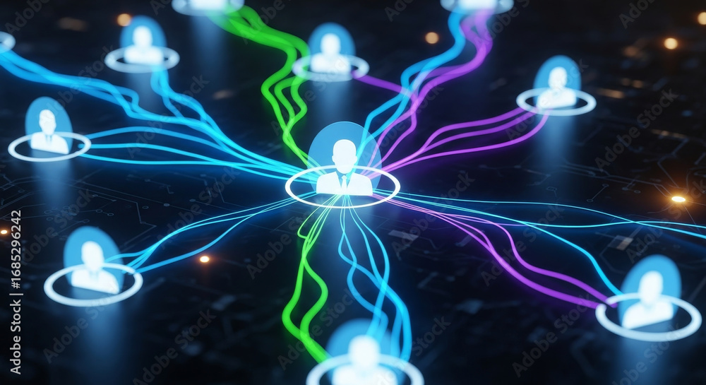 Fototapete futuristic social network with digital connection technology. concept of communication showing data 