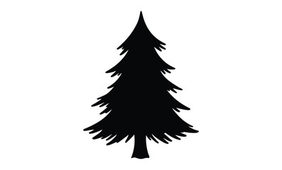 Obraz premium Silhouette of a pine tree. Vector retro hand drawn illustration
