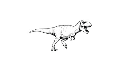 Obraz premium Detailed black and white tyrannosaurus rex sketch illustration of prehistoric dinosaur. Vector retro hand drawn illustration