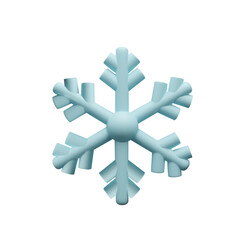 3d frozen snowflake. Meteorology realistic element. Vector symbol of cold, frost. Design element for winter season. Hexagon shape crystal in clay, plastic style