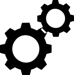 Two connected gears simple vector symbol