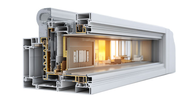 Modern window frame cross-section