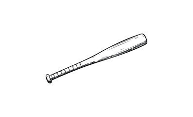 Obraz premium Vintage hand-drawn baseball bat sketch. Vector retro hand drawn illustration