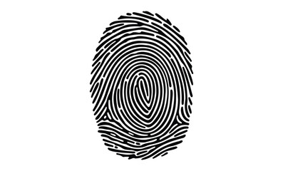 Detailed black fingerprint pattern. Vector retro hand drawn illustration