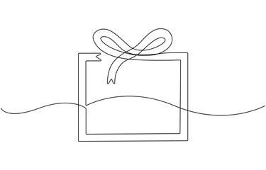 Hand drawn gift bow continuous one line icon.