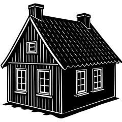 Tin Roof Village House Silhouette Vector