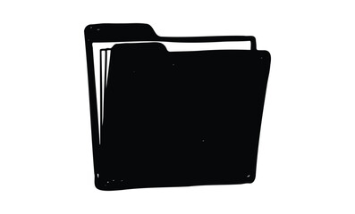 Monochrome hand-drawn folder icon with simple design. Vector retro hand drawn illustration