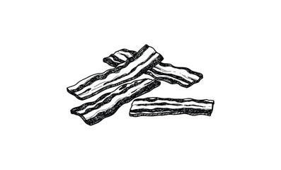 Obraz premium Hand-drawn bacon illustration with detailed lines and textures. Vector retro hand drawn illustration