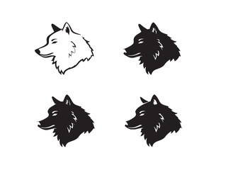 Wolf Icon Set in Fierce Silhouette Vector Illustration Style