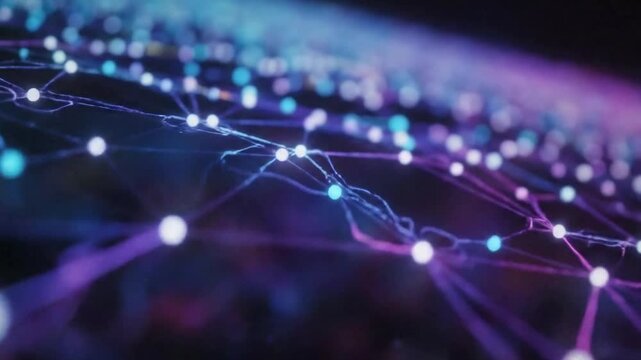 Glowing AI neural network mesh