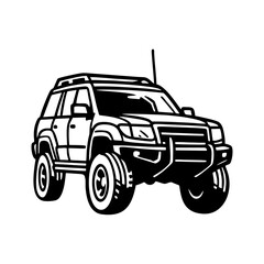 Off-road Vehicle Illustration for Adventure and Outdoor Usage Line Art Vector