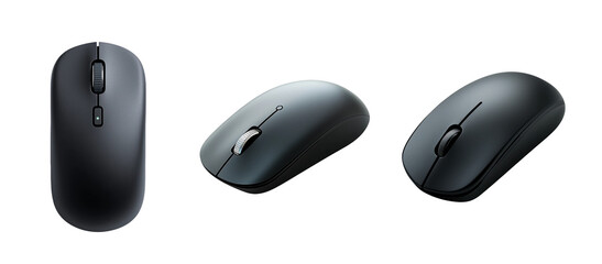 Three Different Computer Mice on a Solid Background for Tech Use