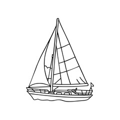 Sailboat Illustration Line Art Vector