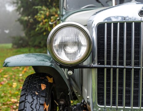 Fototapeta Vintage car headlight and grille (1)