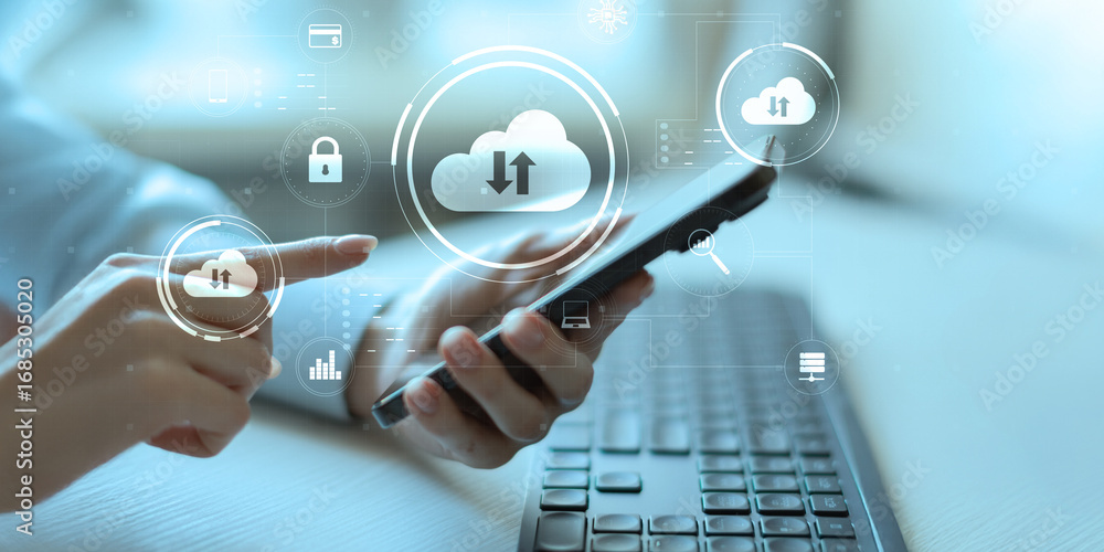 Poster cloud computing and secure data storage in digital environment.