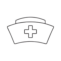 Fototapeta premium Vector illustration of nurse hat with cross in line art style
