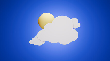 Weather icon on blue background. 3d render illustration.