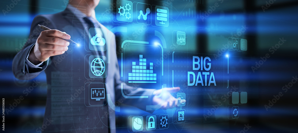 Poster big data science concept analysis analytics technology internet concept.